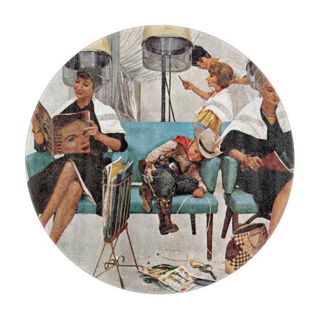 Cowboy Asleep in Beauty Salon Cutting Board (Front)