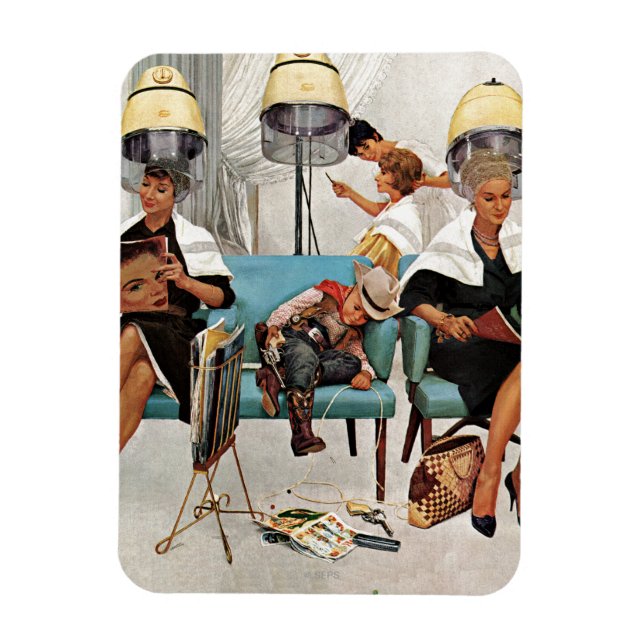Cowboy Asleep in Beauty Salon Magnet (Vertical)