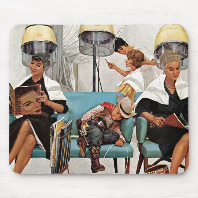 Cowboy Asleep in Beauty Salon Mouse Pad (Front)