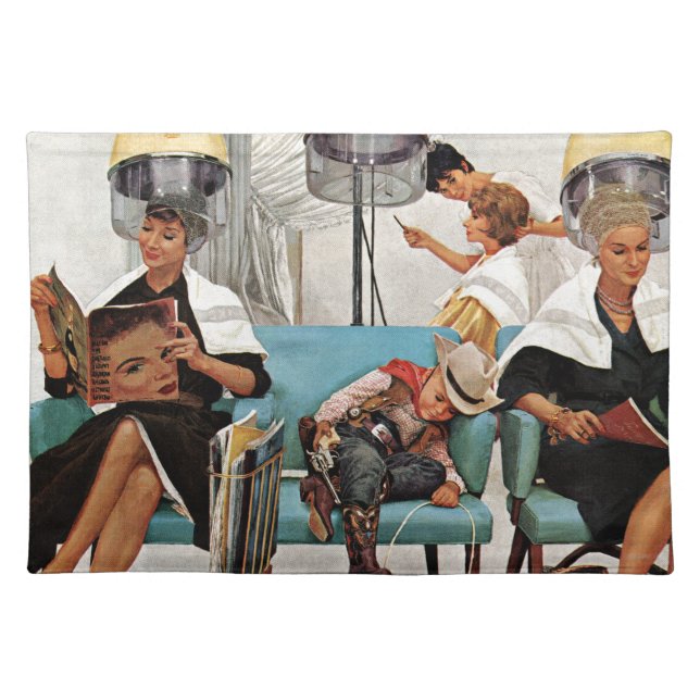 Cowboy Asleep in Beauty Salon Placemat (Front)