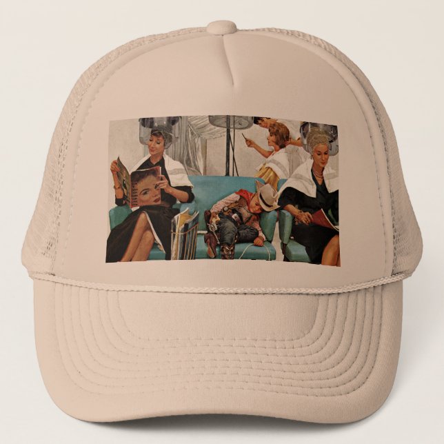 Cowboy Asleep in Beauty Salon Trucker Hat (Front)