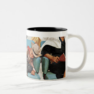 Cowboy Asleep in Beauty Salon Two-Tone Coffee Mug