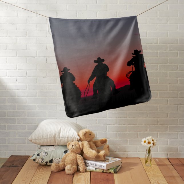 cowboy at sunset baby blanket (In Situ)