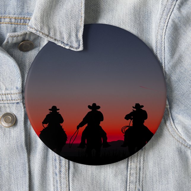 cowboy at sunset button (In Situ)