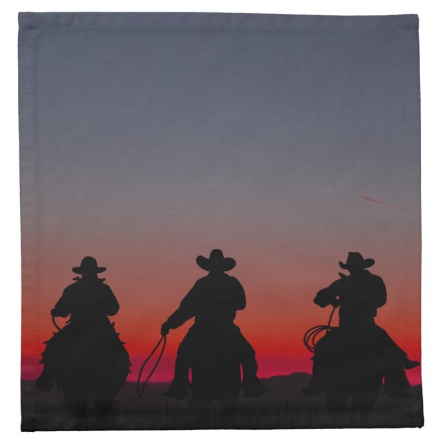 cowboy at sunset cloth napkin (Front)