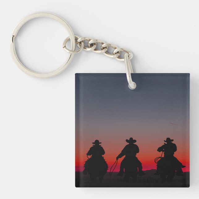 cowboy at sunset keychain (Front)