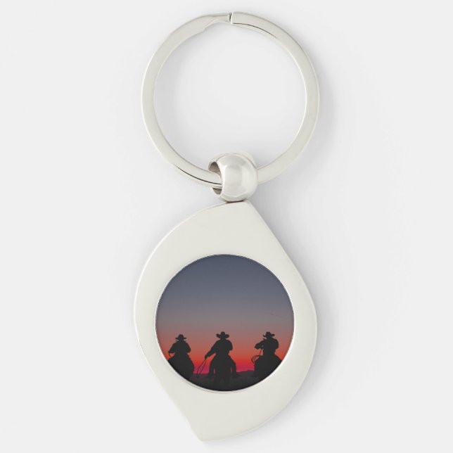 cowboy at sunset keychain (Front)