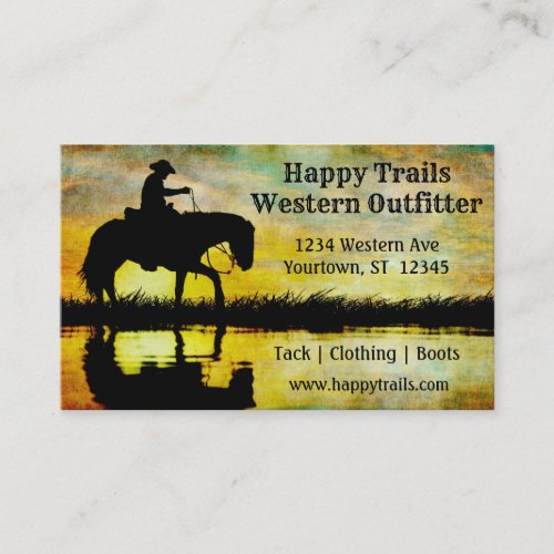 Cowboy at Sunset Western Ranch Horse Business Card