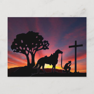 Cowboy at the Cross Easter Christian PostCard Art