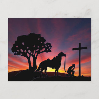 Cowboy at the Cross Easter Christian PostCard Art