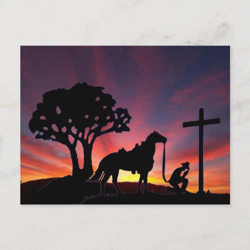 Cowboy at the Cross Easter Christian PostCard Art