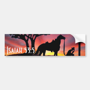 Cowboy at the cross western Christian Bumper Stick Sticker