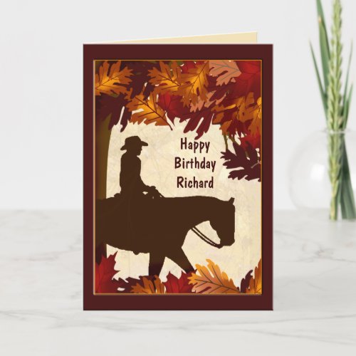 Cowboy Autumn Custom Birthday Card