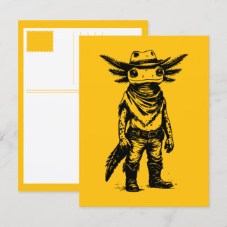cowboy axolotl holiday postcard