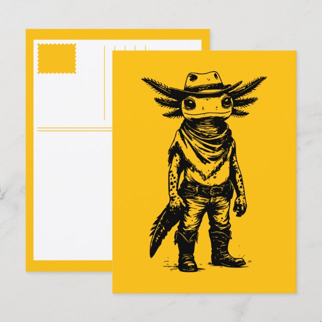 cowboy axolotl holiday postcard (Front/Back)