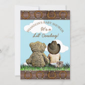 Cowboy Baby and Teddy Bear Baby Shower Invitation (Front)