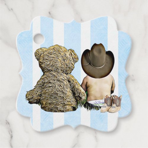 Cowboy Baby and Teddy Bear Gift Tag