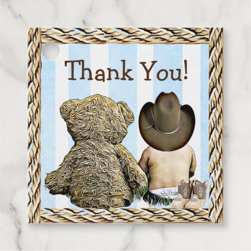 Cowboy Baby and Teddy Bear Thank You Favor Tags