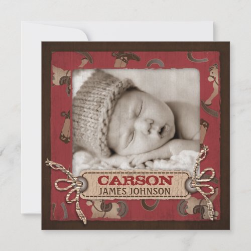 Cowboy Baby Announcement Square