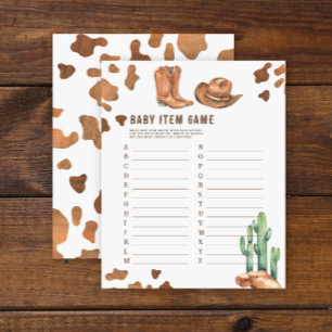 Cowboy - Baby Item Game. Baby Shower Game