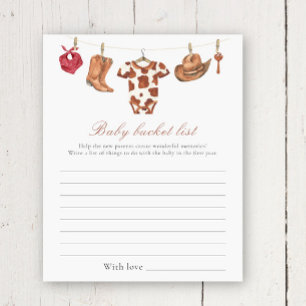 Cowboy baby shower - Baby bucket list