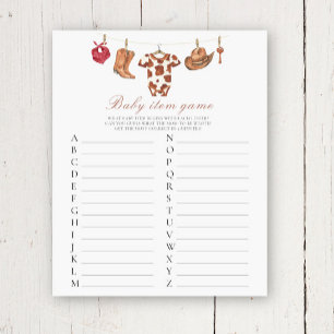 Cowboy baby shower Baby Item Game