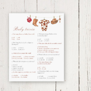 Cowboy baby shower - Baby Trivia Game