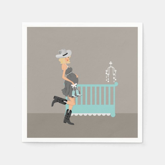 Cowboy Baby Shower -Blonde - Country Western Theme Paper Napkins (Front)