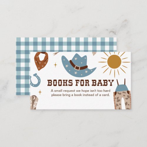Cowboy Baby Shower Books for Baby Enclosure Card