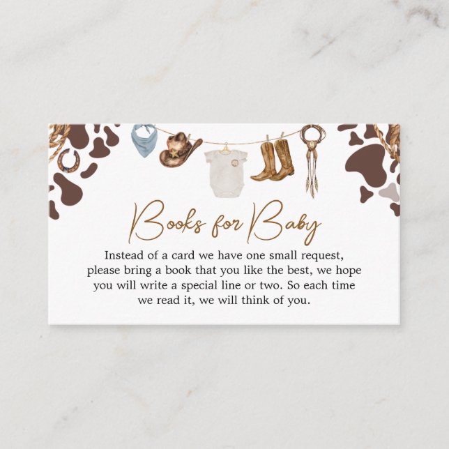 Cowboy Baby Shower Books for Baby Enclosure Card (Front)