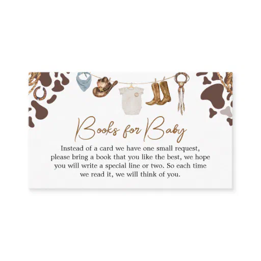Cowboy Baby Shower Books for Baby Enclosure Card