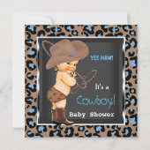 Cowboy Baby Shower Boy Blue Brown Invitation (Front)