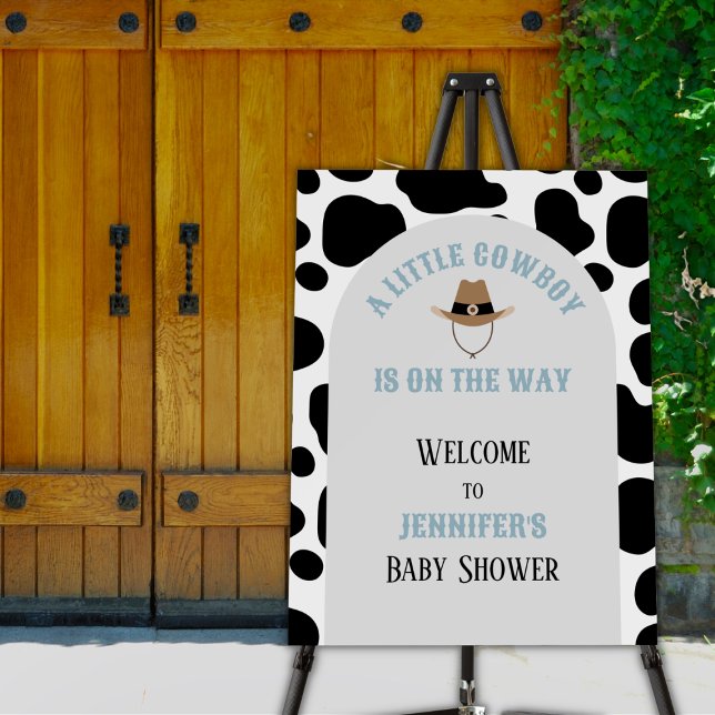 Cowboy Baby Shower Boy Western Rodeo Welcome Foam Board (little cowboy baby shower welcome sign cow print western wild west rodeo)