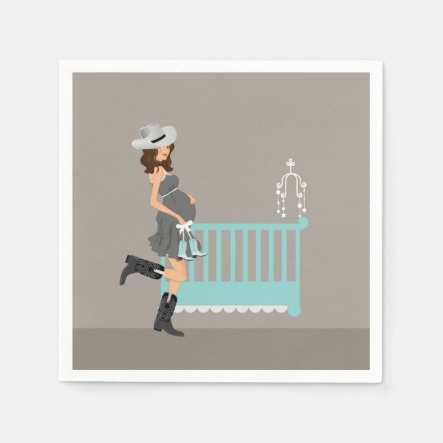 Cowboy Baby Shower - Brunette - Western Theme  Napkins (Front)