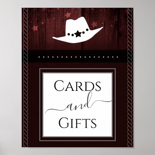 Cowboy Baby Shower Cards and Gifts Party Sign