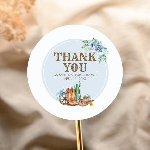 Cowboy Baby Shower Classic Round Sticker