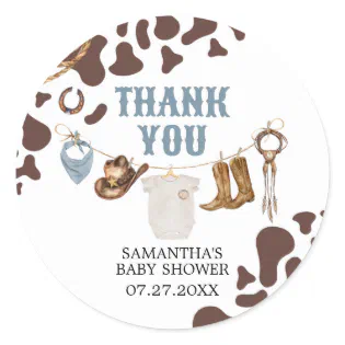 Cowboy Baby Shower  Classic Round Sticker