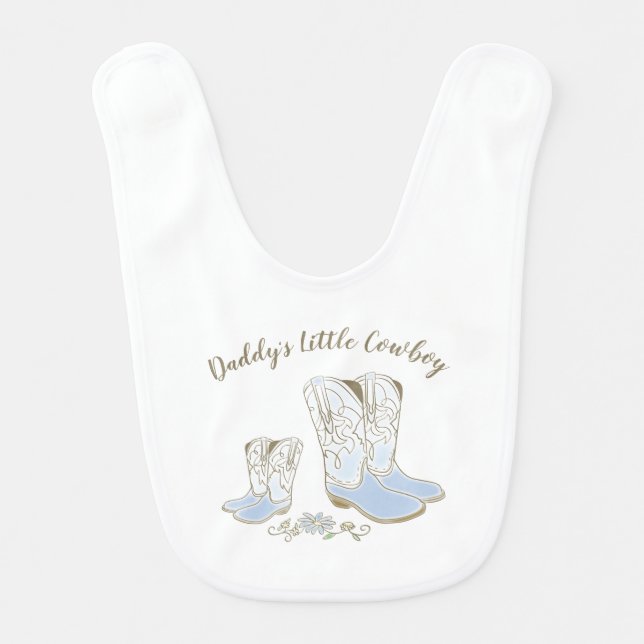 Cowboy Baby Shower Country Western Blue Boy Baby Bib (Front)