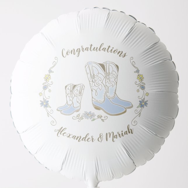 Cowboy Baby Shower Country Western Blue Boy Balloon (Front)