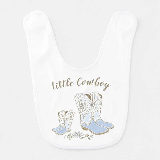Cowboy Baby Shower Country Western Blue Boy Bib (Front)