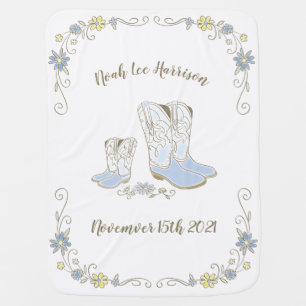 Cowboy Baby Shower Country Western Blue Boy Blanket