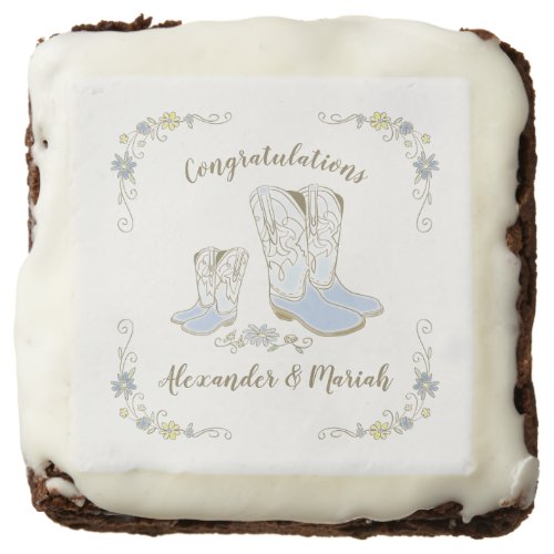 Cowboy Baby Shower Country Western Blue Boy Brownie