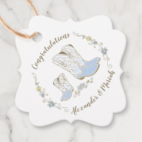 Cowboy Baby Shower Country Western Blue Boy Favor Tags