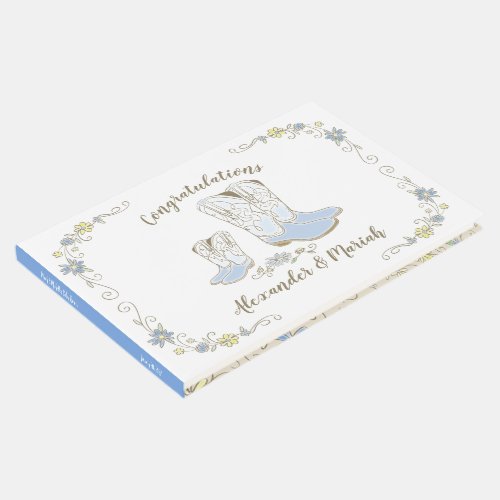 Cowboy Baby Shower Country Western Blue Boy Guest Book