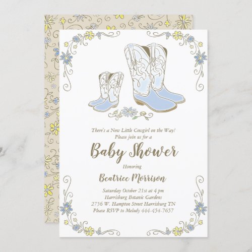 Cowboy Baby Shower Country Western Blue Boy Invitation