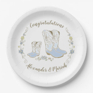 Cowboy Baby Shower Country Western Blue Boy Paper Plates
