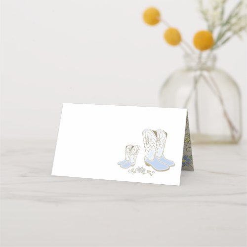 Cowboy Baby Shower Country Western Blue Boy Place Card