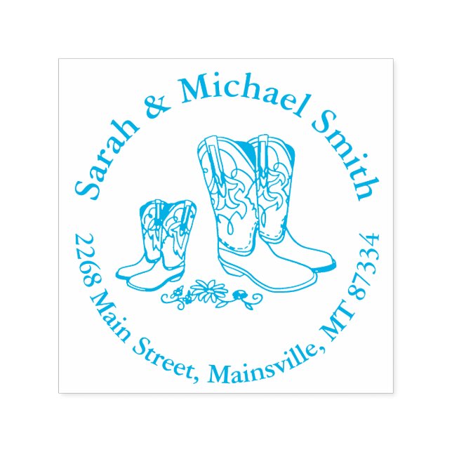 Cowboy Baby Shower Country Western Blue Boy Self-inking Stamp (Design)