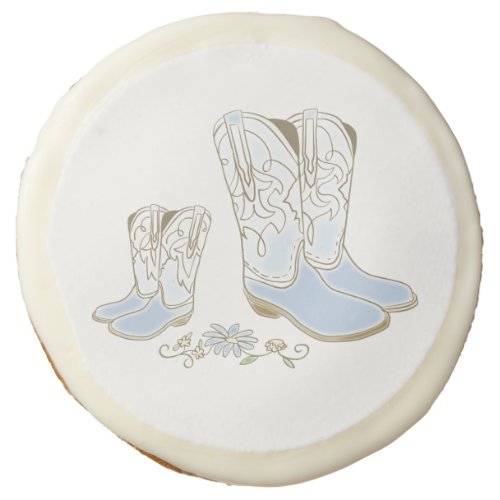 Cowboy Baby Shower Country Western Blue Boy Sugar Cookie