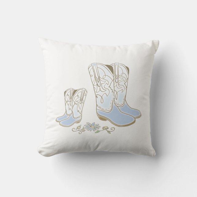 Cowboy Baby Shower Country Western Blue Boy Throw Pillow (Front)